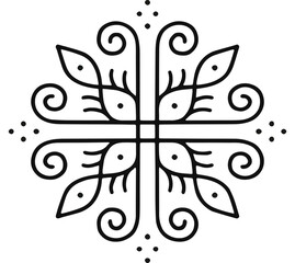 Elegant Symmetrical Swirl Motif with Floral Accents