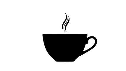 Black silhouette of a cup of hot drink isolated on transparent background