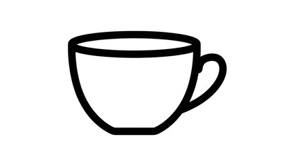 Simple line art drawing of a coffee cup isolated on transparent background