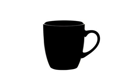 Black ceramic mug isolated on transparent background, perfect for coffee