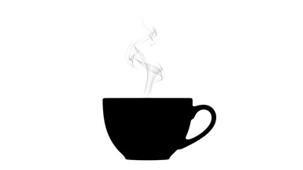 Silhouette of a steaming cup isolated on transparent background