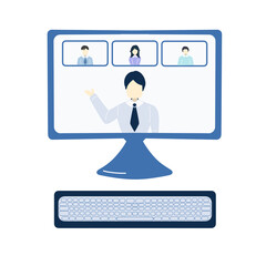 business man meeting online icon simple illustration