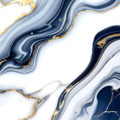 Luxury White and Navy Blue Marble Texture Background with Gold Veins. Abstract Fluid Alcohol Ink Art. Elegant Liquid Pattern for Wedding Invitations, Packaging, and Modern Wallpapers.