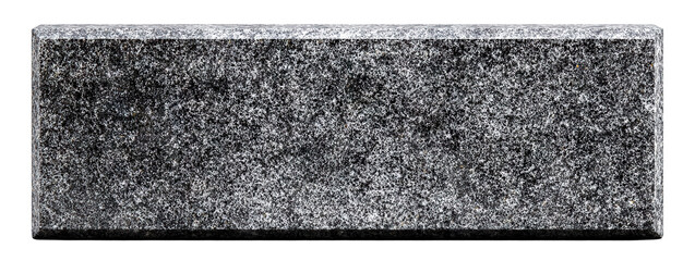 Gray granite nameplate with beveled edges, isolated on transparent cutout background