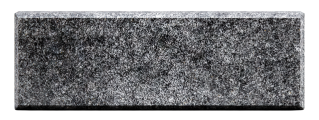 Gray granite nameplate with beveled edges, isolated on transparent cutout background