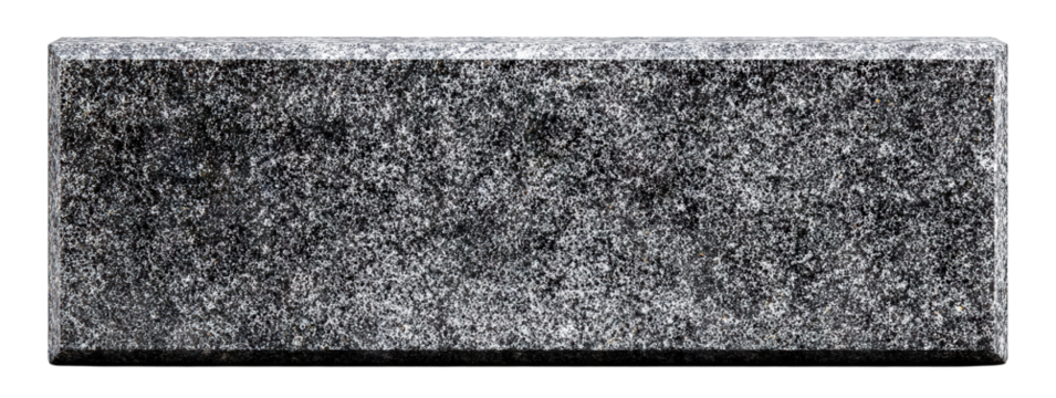 Gray granite nameplate with beveled edges, isolated on transparent cutout background