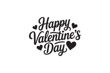 Romantic Happy Valentine&rsquo;s Day Typography &ndash; Black Calligraphy, Decorative Lettering