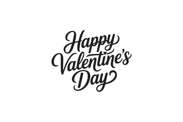 Romantic Happy Valentine’s Day Typography – Black Calligraphy, Decorative Lettering