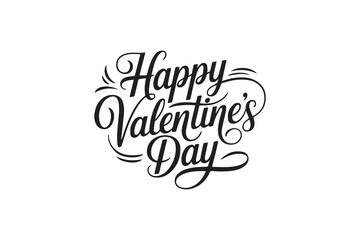 Romantic Happy Valentine&rsquo;s Day Typography &ndash; Black Calligraphy, Decorative Lettering