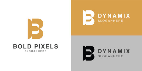 Obraz premium Modern Layered Letter B Logo – Minimalist Digital Branding Design