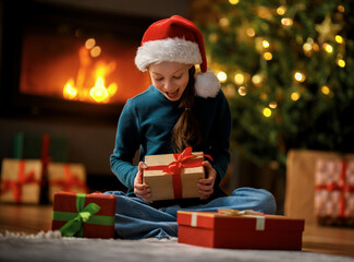 girl with Christmas gift