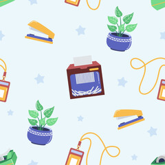 Flat stationary seamless pattern illustration