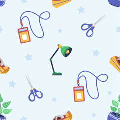 Flat stationary seamless pattern illustration