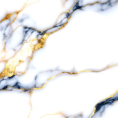 Luxury White Marble Texture Background with Gold Foil Veins and Dark Blue Cracks. Elegant Natural Stone Surface. Modern Kintsugi Style Design for Wedding Invitations, Kitchen Countertops, and Premium 