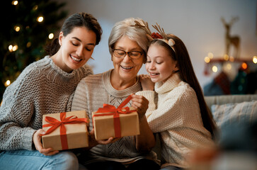 family celebrating Christmas