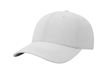 Fototapeta premium A plain white baseball cap with a curved brim isolated on transparent background