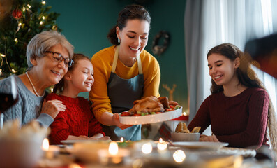 family celebrating Christmas