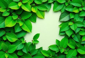 Vibrant green leaves forming an organic collage pattern,  collage,  fern