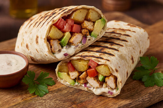 French tacos pita bread and vegetables burito kebab