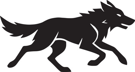 Obraz premium Running Wolf Silhouette Vector – Minimal Sharp Fur Outline Design