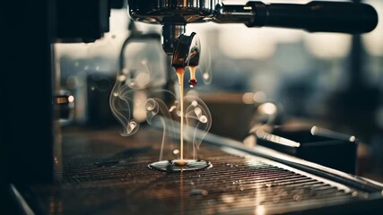 Espresso Machine Extracting Coffee with Steam – Rich Aroma and Fresh Flavor