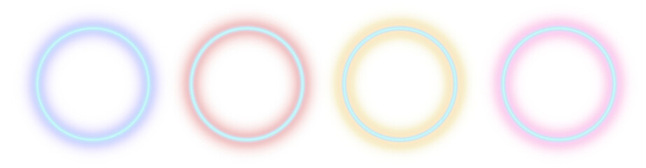 Collection of neon colorful rectangle frame glow light border rounded corners laser beam outline empty transparent background design abstract bright glow edge template effect design png