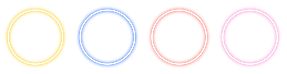 Collection of neon colorful rectangle frame glow light border rounded corners laser beam outline empty transparent background design abstract bright glow edge template effect design png