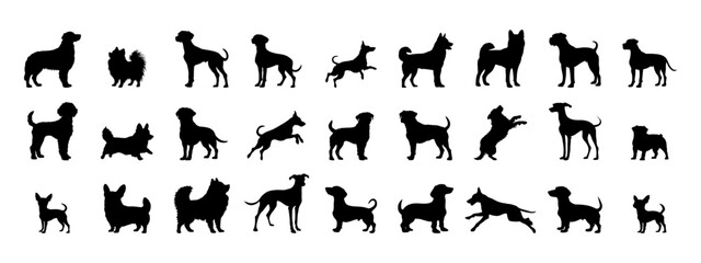 Animal silhouette of dog breed in different poses © MandarinkaArt