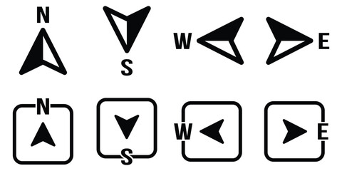 Compass icon in line. Navigation compass icon. Navigation symbol in outline. Compass simple icon set. Compass symbol set. 