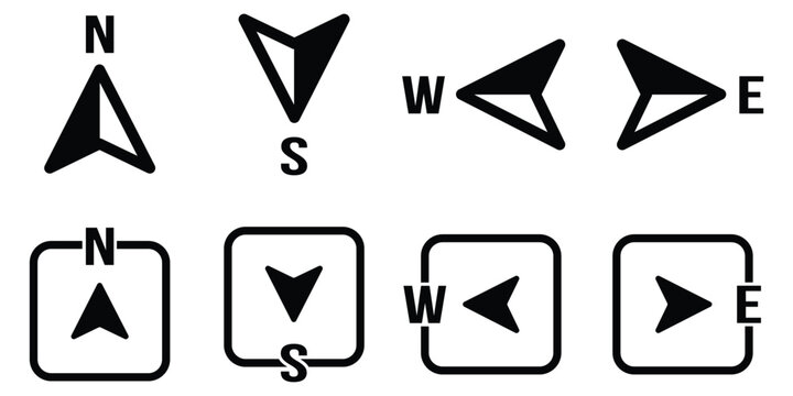 Compass icon in line. Navigation compass icon. Navigation symbol in outline. Compass simple icon set. Compass symbol set. 