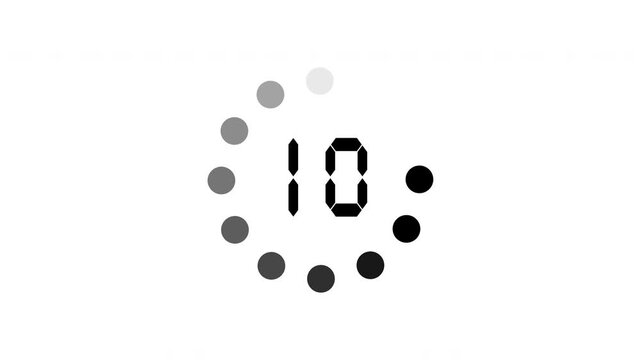 fifteen second countdown timer animation, 15 to 0 seconds with small round shape rotation effect