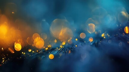 Abstract bokeh lights with warm orange and cool blue tones creating a dreamy and magical atmosphere