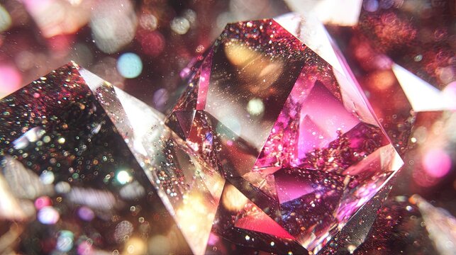 Abstract Gemstone Cluster With Pink And Red Hues