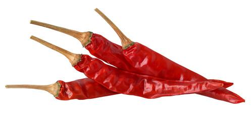Pile of dried red chilies isolated, transparent PNG, PNG format