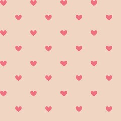 Pink heart seamless pattern, cute romantic pastel background, repeat minimal design, sweet love textile wallpaper, decoration symbol