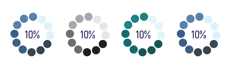Ring percentage pie chart diagram or loading circle on white