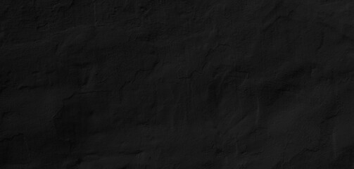 Dark black wall texture background, wide blank banner