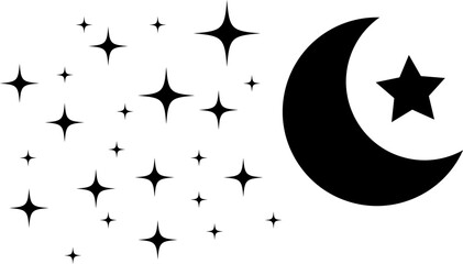 Moon and Star Icon Minimalist Night Sky Symbol