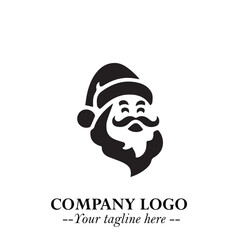 Santa Claus Logo Symbol in Black on White Background for Classic Holiday Branding and Design ArtPlus