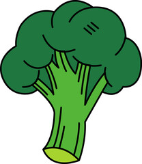 single illustration of A cartoon broccoli