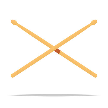 Crossed wooden drumsticks vector isolated illustration
