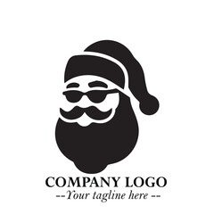 Santa Claus Logo Symbol in Black on White Background for Classic Holiday Branding and Design ArtPlus