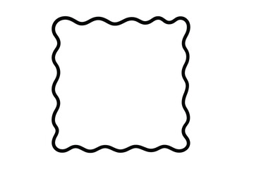 Simple black outline frame with wavy scalloped edges for decorative design element