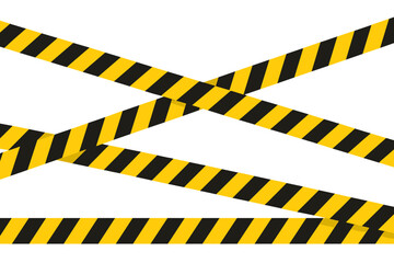 Overlapping yellow and black striped caution tape forming an abstract warning pattern