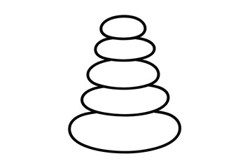 Minimalist black outline of a cairn stack featuring smooth balanced spa stones