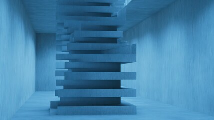 Blue abstract twisting geometric structure in surreal game background