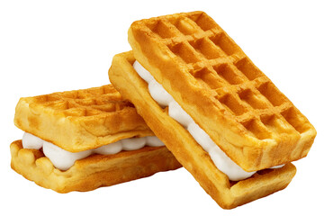 Viennese Waffle with cream isolated, full depth of field