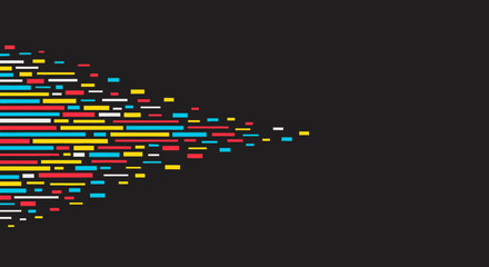 This modern abstract background features a dynamic composition of colorful horizontal bars, creating a sense of digital movement and technological advancement.