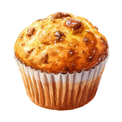 A watercolor isometric illustration of Muffin, cleanly isolated on white background.