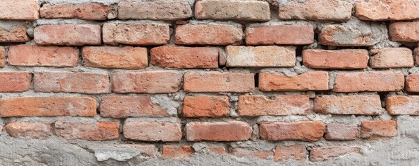 Obraz premium Vintage brick wall background with aged red and gray bricks